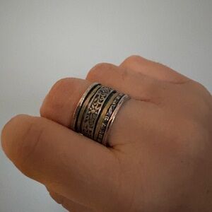 Vintage Silpada Sterling Silver Spinner Ring with Brass Accents - Size 7.25-7.5